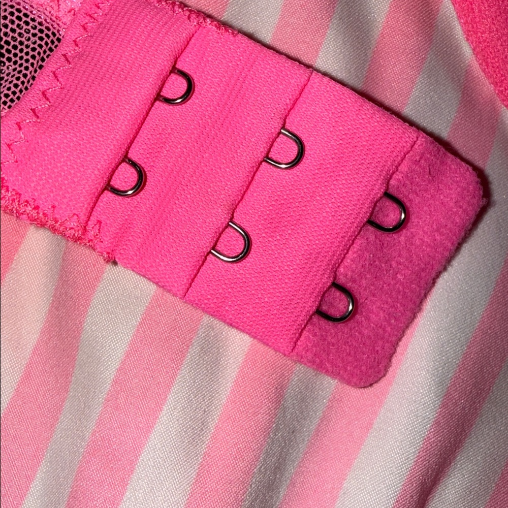 Victoria's Secret Sexy Little Things Candy Pink Striped Apron Dress Ruffle 34B - Picture 7 of 7